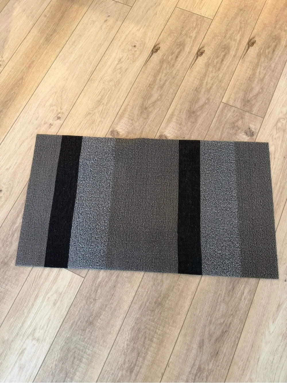 Gray Striped Non-Slip indoor or outdoor rug.
